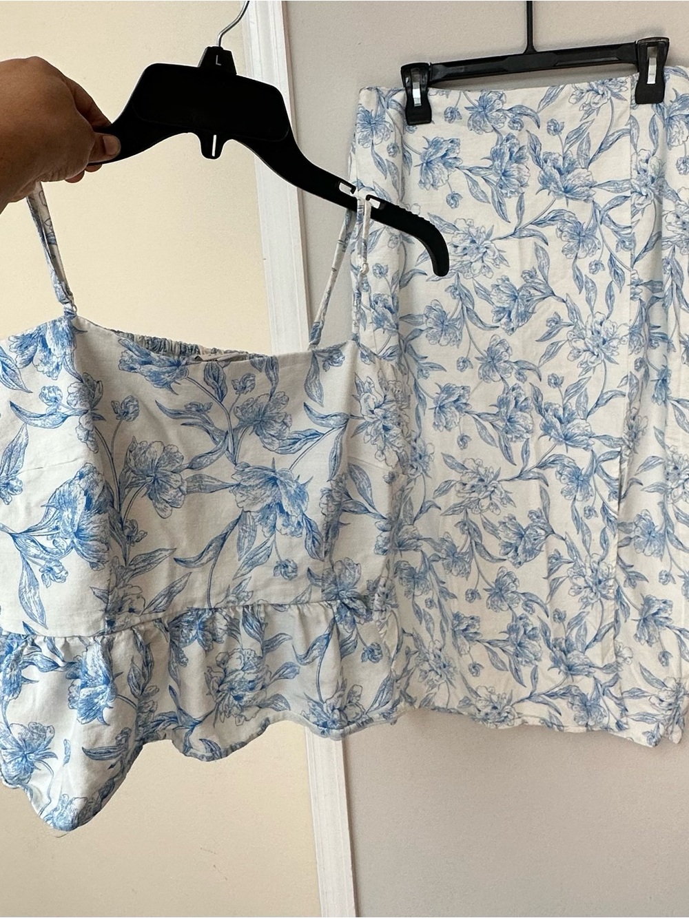 a new day White and Blue Floral Peplum Midi Dress